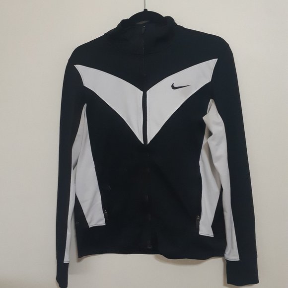Nike Dri-Fit Zip up black & white chevron jacket M - Picture 1 of 3